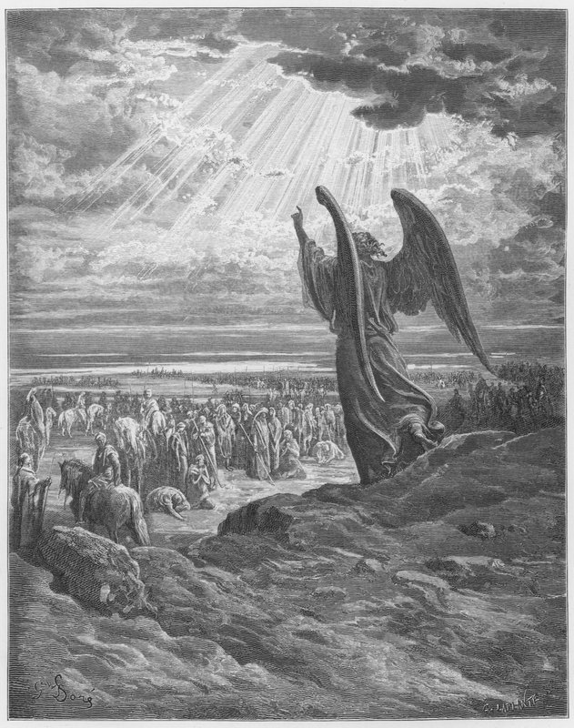 古斯塔夫多尔圣经：出现在约书亚的天使 作者 古斯塔夫·多尔（Gustave Dore）