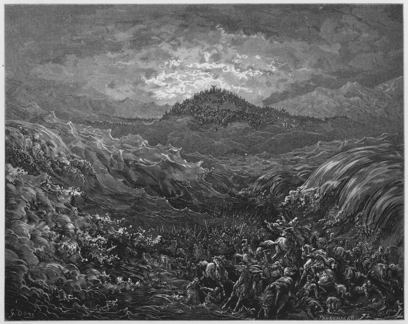 古斯塔夫多尔圣经：埃及人在红海淹死 作者 古斯塔夫·多尔（Gustave Dore）
