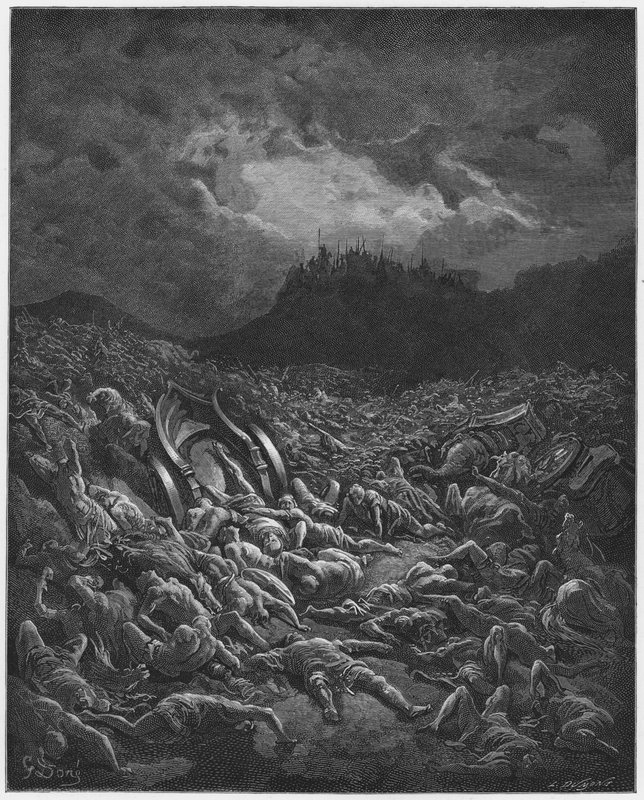 古斯塔夫多尔圣经：亚扪人和摩押人的军队遭到毁灭 作者 古斯塔夫·多尔（Gustave Dore）