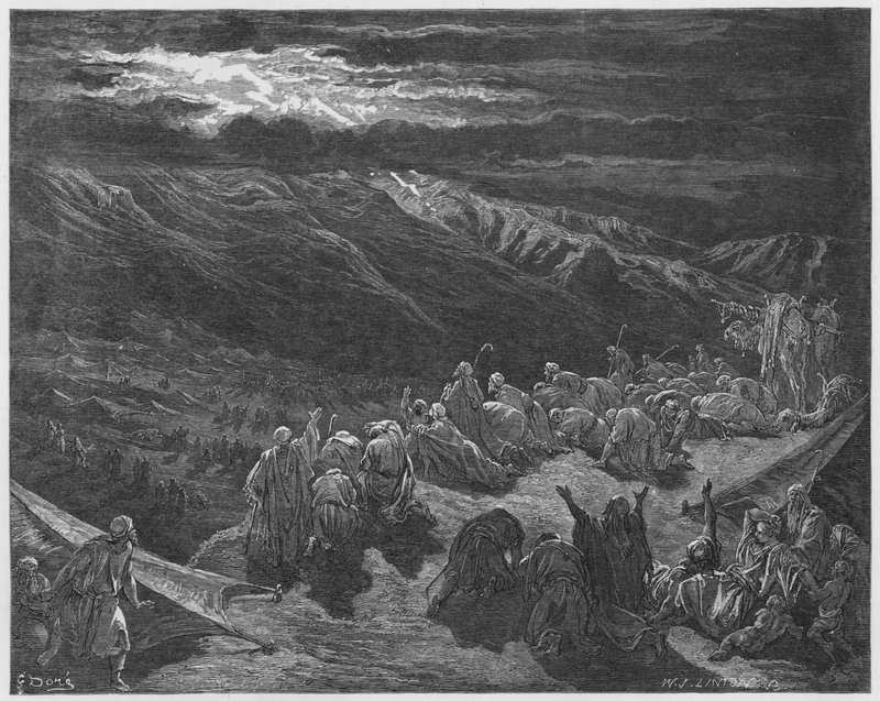古斯塔夫多尔圣经：在西奈山上颁布法律 作者 古斯塔夫·多尔（Gustave Dore）