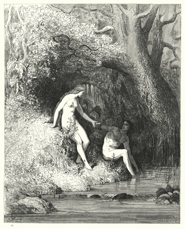 插图由Gustave Dore为Miltons Paradise Lost，Book IV，第335,336行 作者 古斯塔夫·多尔（Gustave Dore）
