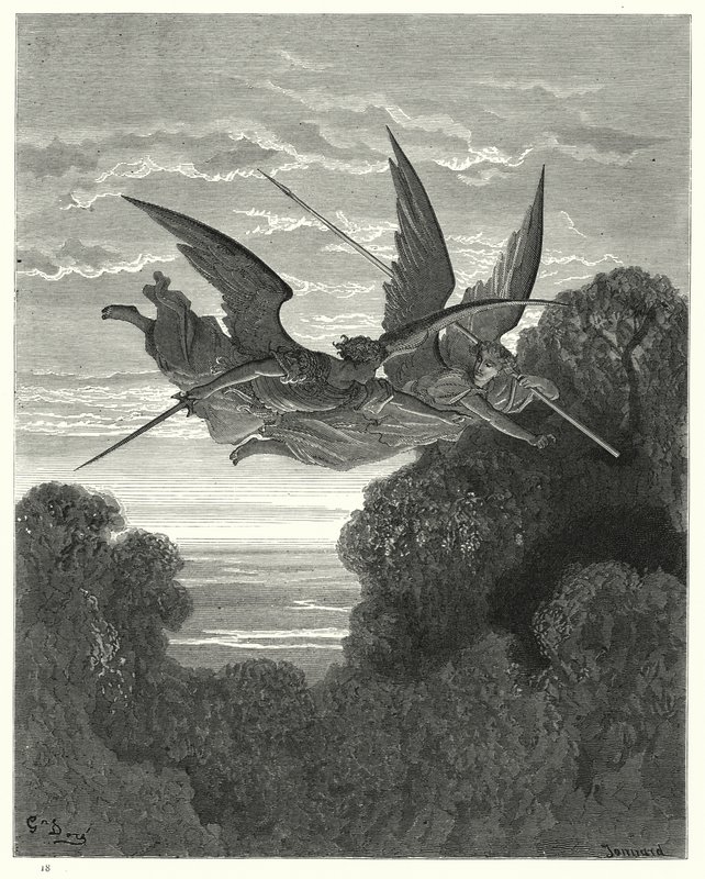 Gustave Dore为Miltons Paradise Lost，第四册，第798行，第799行所插图 作者 古斯塔夫·多尔（Gustave Dore）