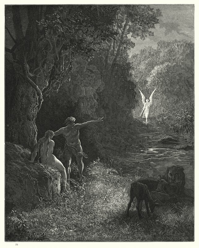 插图由Gustave Dore为Miltons Paradise Lost，Book V，309,310行 作者 古斯塔夫·多尔（Gustave Dore）