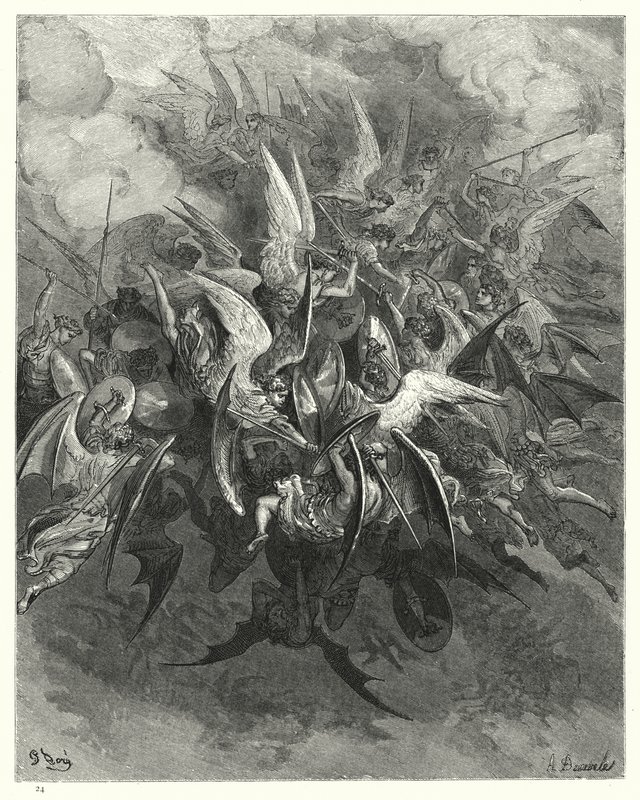 Gustave Dore为Miltons Paradise Lost，Book VI，207-209行的插图 作者 古斯塔夫·多尔（Gustave Dore）