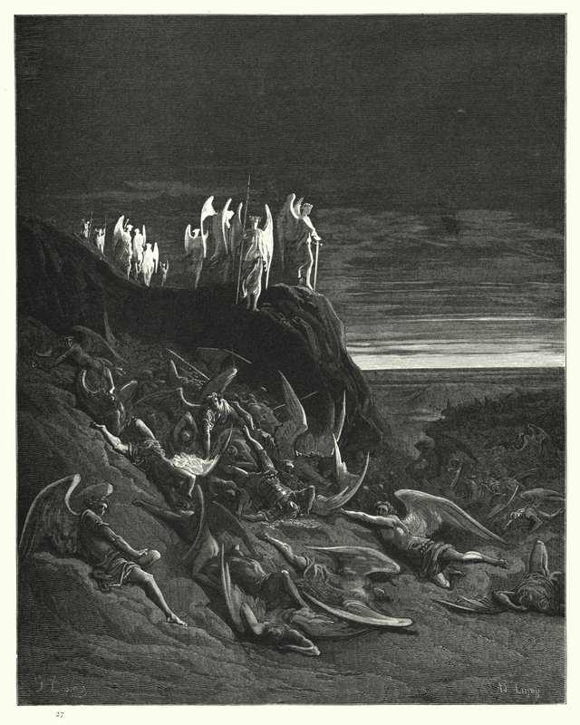 Gustave Dore为Miltons Paradise Lost，Book VI，410-412行的插图 作者 古斯塔夫·多尔（Gustave Dore）