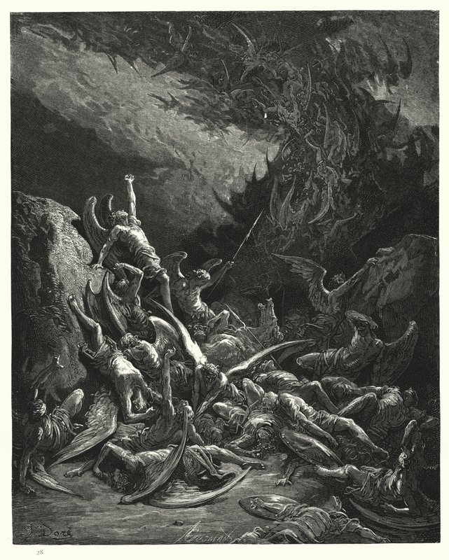 Gustave Dore为Miltons Paradise Lost，Book VI，871行插图 作者 古斯塔夫·多尔（Gustave Dore）