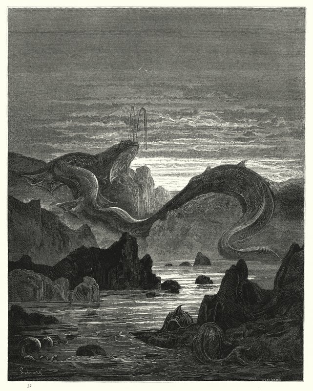 插图由Gustave Dore为Miltons Paradise Lost，Book VII，第415,416行 作者 古斯塔夫·多尔（Gustave Dore）