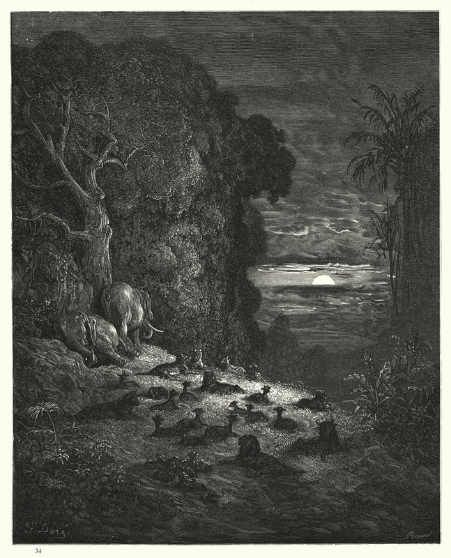 Gustave Dore为Miltons Paradise Lost插图，第七册，第581,582行 作者 古斯塔夫·多尔（Gustave Dore）