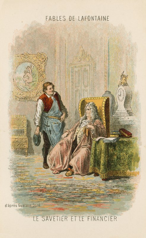 补鞋匠和金融家（chromolitho） 作者 古斯塔夫·多尔（Gustave Dore）