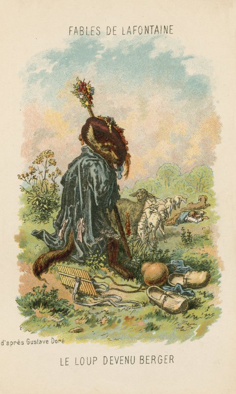 扮演牧羊人的狼（chromolitho） 作者 古斯塔夫·多尔（Gustave Dore）