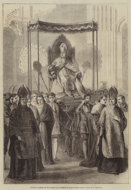 Pius IX在棕榈星期日携带游行到St Peters 作者 古斯塔夫·珍妮特（Gustave Janet）