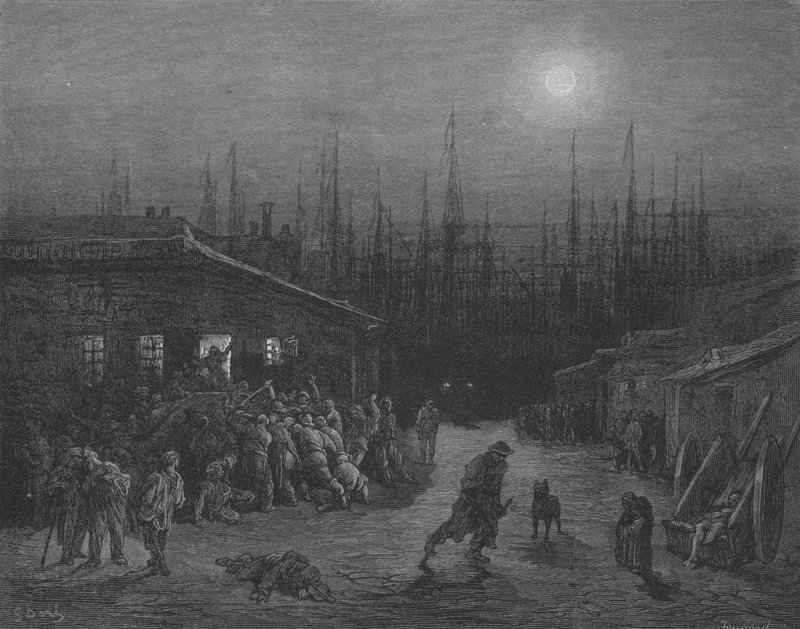 喧嚣，夜晚，在码头 作者 古斯塔夫之后多尔