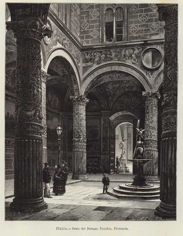 意大利 -  Palazzo Vecchio，佛罗伦萨的庭院 作者 古斯塔夫·鲍尔芬德