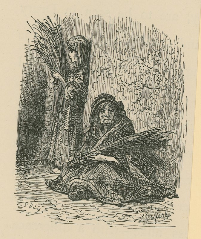 卖干燥花的妇女和一个女孩 作者 古斯塔夫·多尔（Gustave Dore）