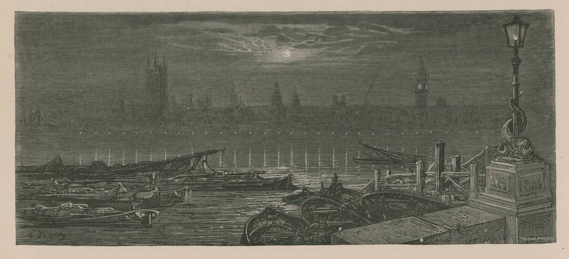船停泊在泰晤士河上 作者 古斯塔夫·多尔（Gustave Dore）