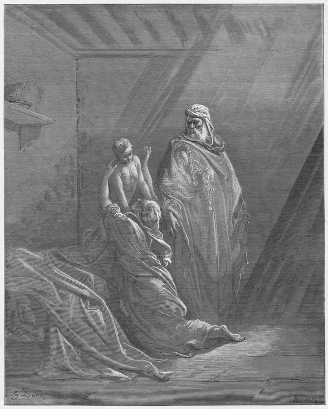 古斯塔夫多尔圣经：以利亚是撒勒法的寡妇的儿子 作者 古斯塔夫·多尔（Gustave Dore）