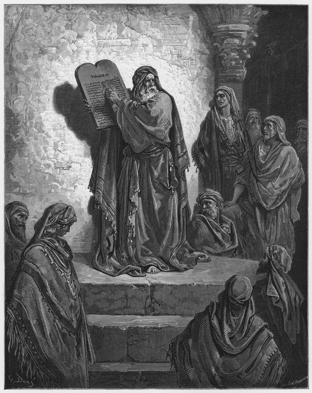 古斯塔夫多尔圣经：以斯拉在听众中阅读律法 作者 古斯塔夫·多尔（Gustave Dore）