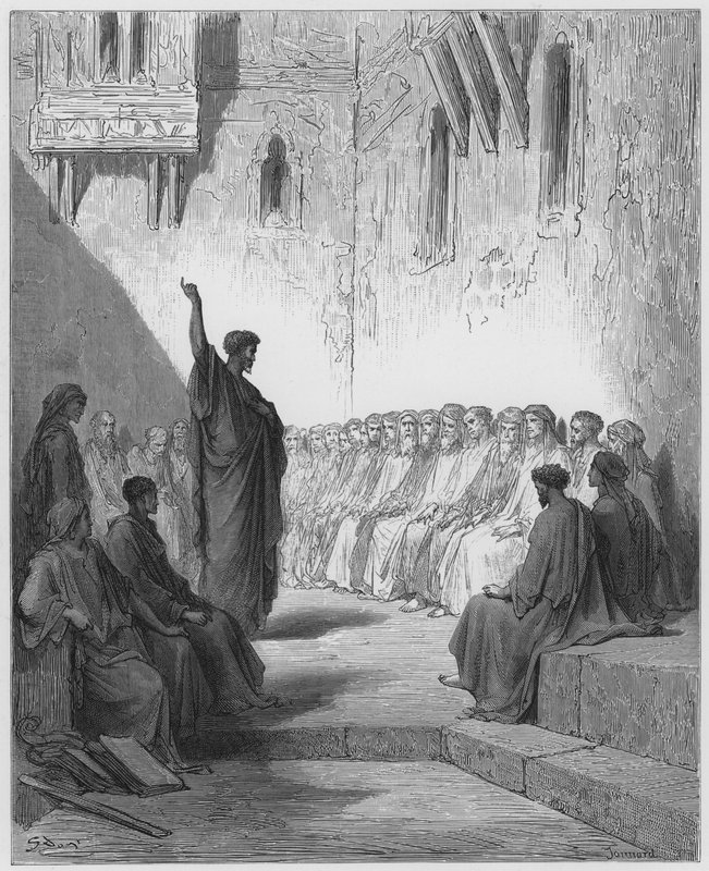 古斯塔夫多尔圣经：保罗向帖撒罗尼迦人传道 作者 古斯塔夫·多尔（Gustave Dore）