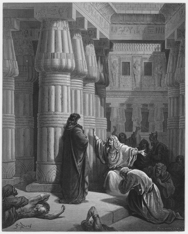 古斯塔夫多尔圣经：埃及人敦促摩西离开 作者 古斯塔夫·多尔（Gustave Dore）