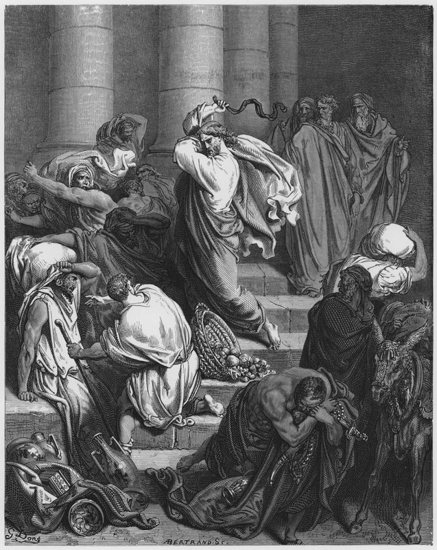 古斯塔夫多尔圣经：买家和卖家被驱逐出寺庙 作者 古斯塔夫·多尔（Gustave Dore）