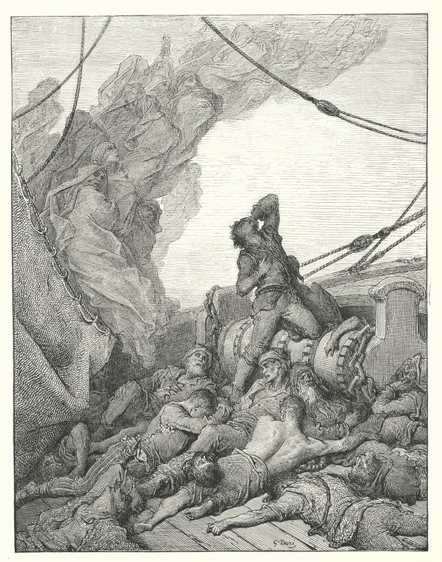 古斯塔夫-多尔为柯勒律治的《古海员礼赞》绘制的插图（版画） 作者 古斯塔夫·多尔（Gustave Dore）