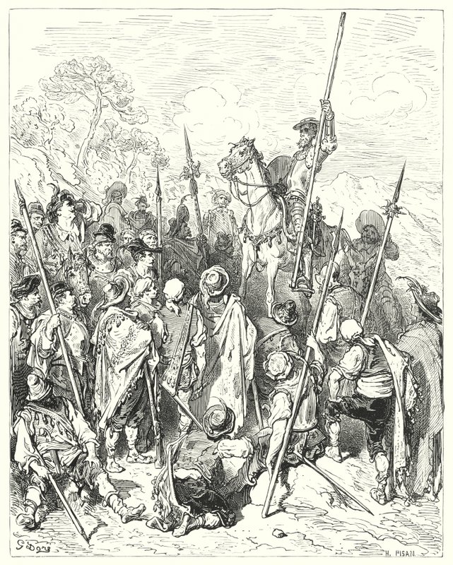 古斯塔夫·多尔 (Gustave Dore) 的《唐吉诃德》：“根据武力法则，你真的是在伤害自己，认为自己受到了侮辱”（版画） 作者 古斯塔夫·多尔（Gustave Dore）