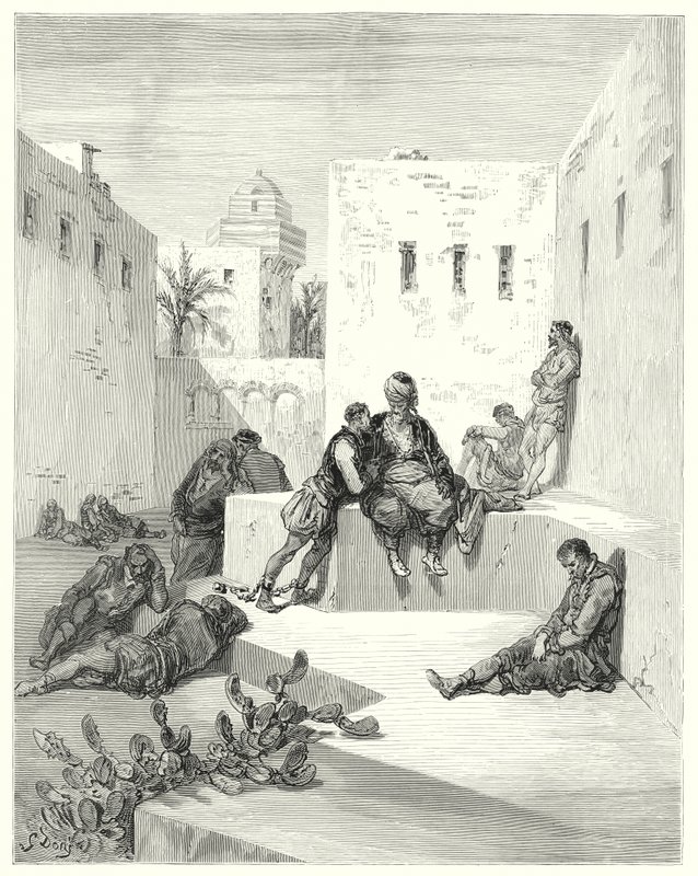 古斯塔夫·多尔 (Gustave Dore) 的《堂吉诃德》：“我终于决定相信穆尔西亚的一个叛徒，他向我展示了他的善意”（雕刻） 作者 古斯塔夫·多尔（Gustave Dore）
