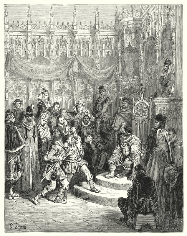 古斯塔夫·多尔 (Gustave Dore) 的《唐吉诃德》：“桑乔·潘萨总督主持正义”（版画） 作者 古斯塔夫·多尔（Gustave Dore）