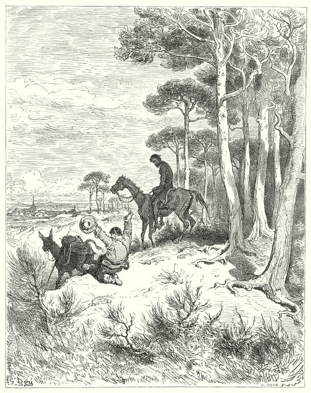 古斯塔夫·多尔 (Gustave Dore) 的《堂吉诃德》：“‘哦，我对家的渴望已久！’”（版画） 作者 古斯塔夫·多尔（Gustave Dore）