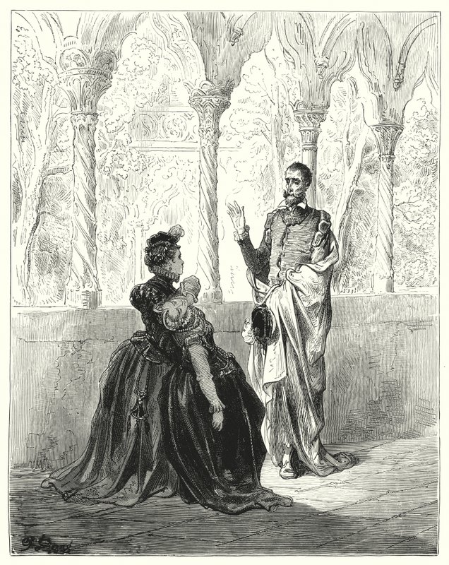 Gustave Dores Don Quixote: "Pray, my Lord Don Quixote, retire, for this poor young creature will not come to herself while you are by" (engraving) 作者 古斯塔夫·多尔（Gustave Dore）