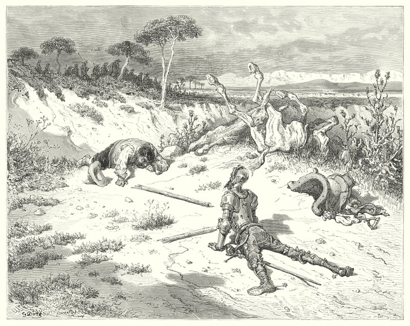 古斯塔夫·多尔 (Gustave Dore) 的《堂吉诃德》：“桑乔，我一直听人说，善待小丑，就像往海里泼水一样”（版画） 作者 古斯塔夫·多尔（Gustave Dore）