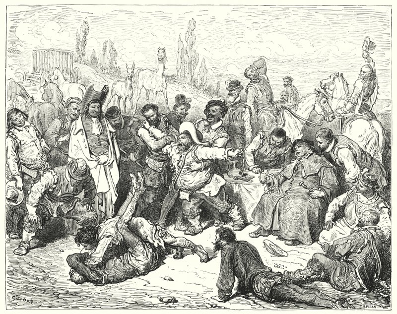 Gustave Dores Don Quixote: "Sancho Panza alone was vexed, fretted himself to death, and raved like a madman" (engraving) 作者 古斯塔夫·多尔（Gustave Dore）