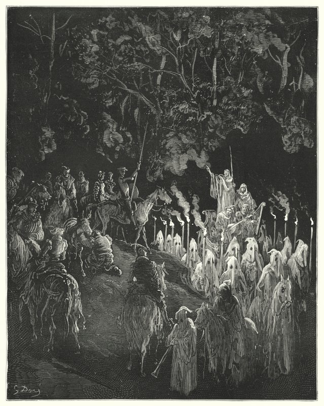 Gustave Dores Don Quixote: "The figure in the gown stood up" (engraving) 作者 古斯塔夫·多尔（Gustave Dore）