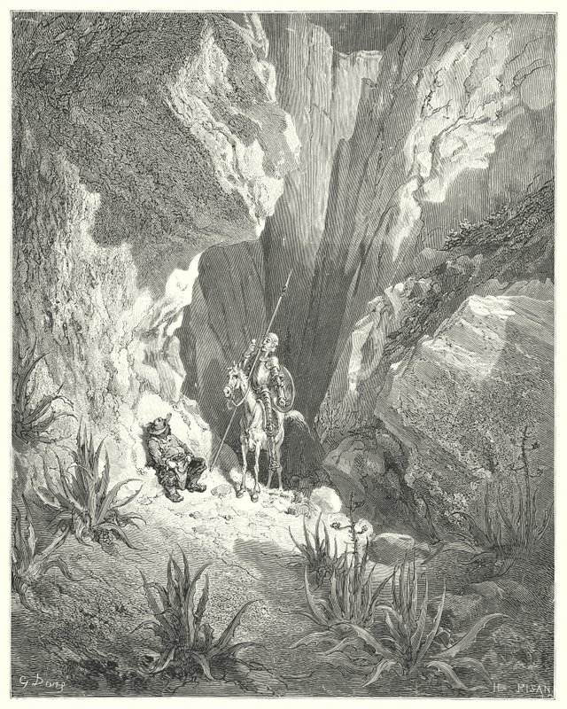 Gustave Dores Don Quixote: "The first thing he found was the rough draught of a sonnet; so he read it aloud" (engraving) 作者 古斯塔夫·多尔（Gustave Dore）
