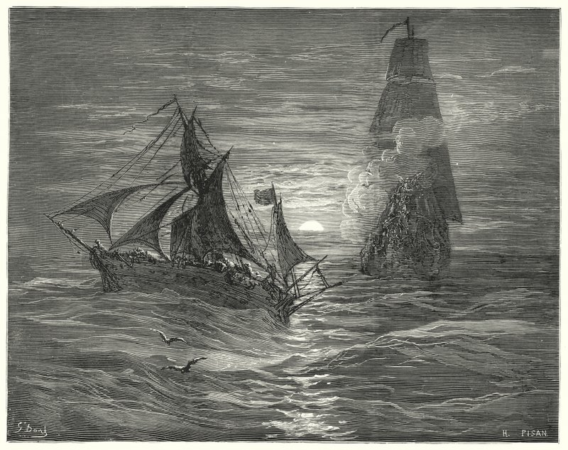 古斯塔夫·多尔 (Gustave Dore) 的《堂吉诃德》：“他们在风中，向我们开了两枪”（版画） 作者 古斯塔夫·多尔（Gustave Dore）