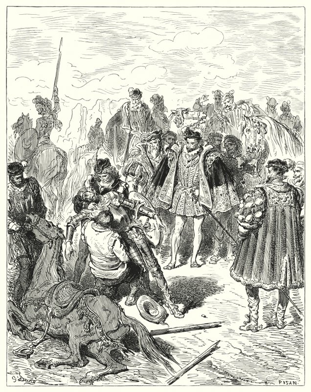 古斯塔夫·多尔 (Gustave Dore) 的《唐吉诃德》：“他们发现他脸色苍白，出一身冷汗”（版画） 作者 古斯塔夫·多尔（Gustave Dore）