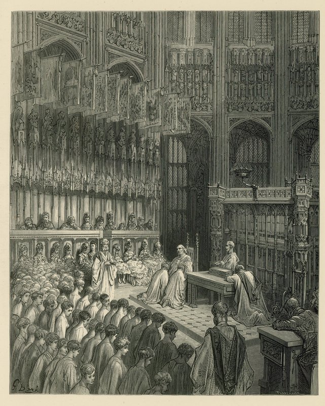 威斯敏斯特修道院内部看法 作者 古斯塔夫·多尔（Gustave Dore）