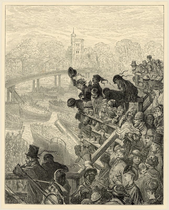 牛津和剑桥划船比赛，普特尼 作者 古斯塔夫·多尔（Gustave Dore）