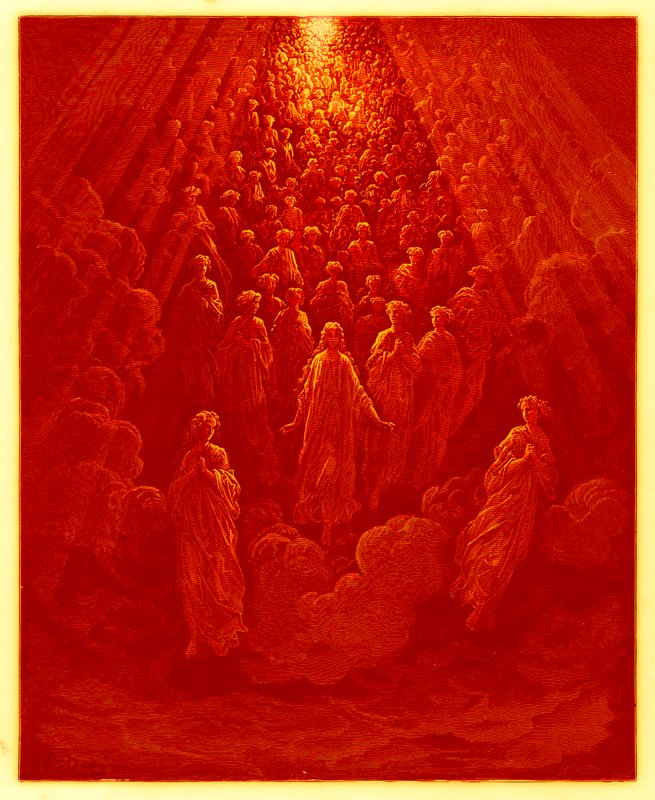 The Angels in the Planet Mercury，来自“The Dore Gallery”的插图，出版于 1890 年（数字增强图像） 作者 古斯塔夫·多尔（Gustave Dore）