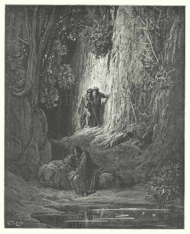 拉封丹寓言：仲裁者、仲裁人和隐士（雕刻） 作者 古斯塔夫·多尔（Gustave Dore）