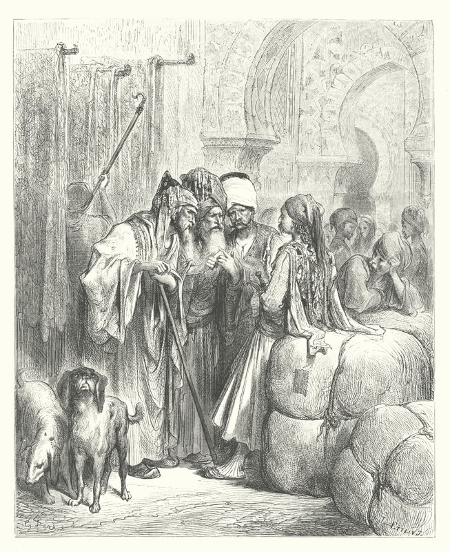 拉封丹寓言：巴肖和商人》（雕刻） 作者 古斯塔夫·多尔（Gustave Dore）