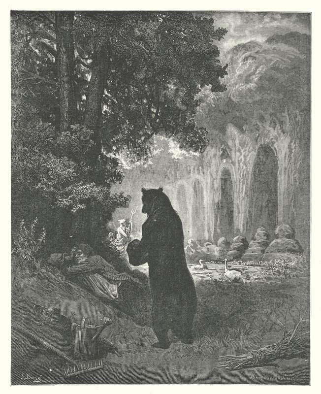 拉封丹的寓言：熊和园艺爱好者》（雕刻） 作者 古斯塔夫·多尔（Gustave Dore）
