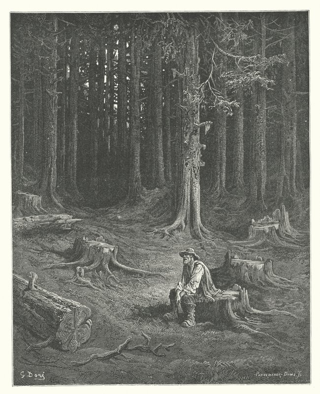拉封丹寓言：森林与樵夫（雕刻） 作者 古斯塔夫·多尔（Gustave Dore）