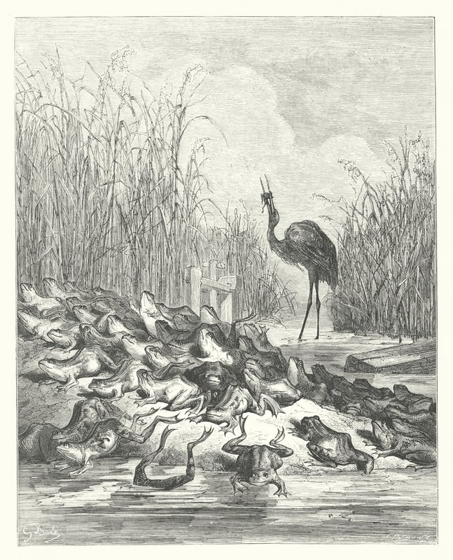 拉封丹寓言：要求称王的青蛙（雕刻） 作者 古斯塔夫·多尔（Gustave Dore）
