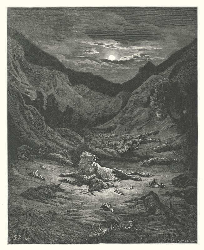 拉封丹寓言：狮子（雕刻） 作者 古斯塔夫·多尔（Gustave Dore）
