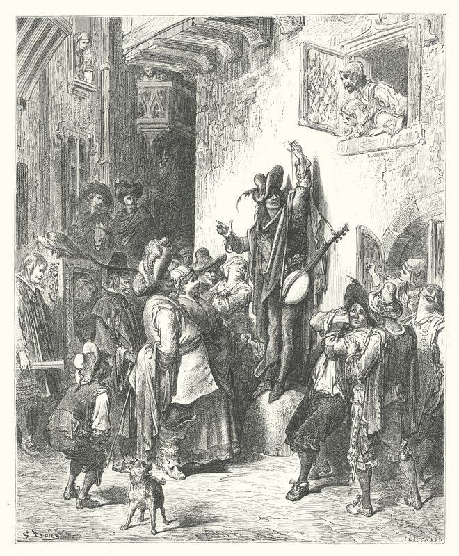 拉封丹寓言：卖智慧的疯子（雕刻） 作者 古斯塔夫·多尔（Gustave Dore）