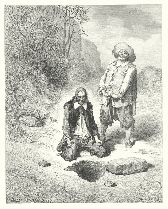 拉封丹寓言：失去宝藏的吝啬鬼（雕刻） 作者 古斯塔夫·多尔（Gustave Dore）