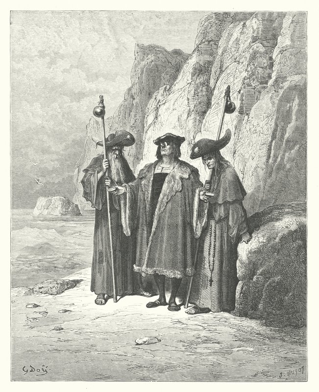 拉封丹的寓言：牡蛎和它的索赔人（雕刻） 作者 古斯塔夫·多尔（Gustave Dore）