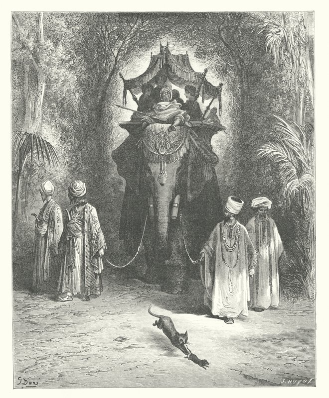 拉封丹寓言老鼠和大象》（版画） 作者 古斯塔夫·多尔（Gustave Dore）