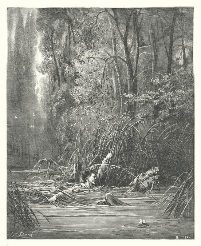 拉封丹寓言：滔滔江水》（雕刻） 作者 古斯塔夫·多尔（Gustave Dore）
